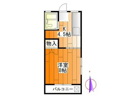 清水ハウス(1K/2階)の間取り写真