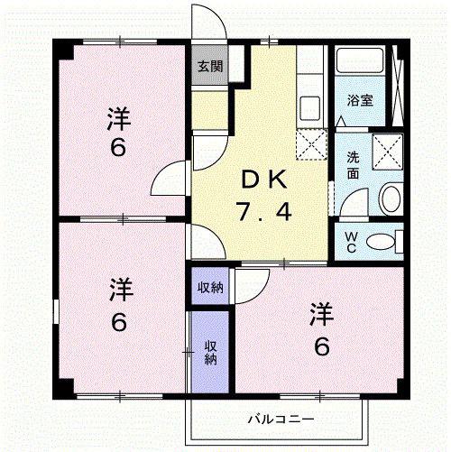 プチ ソレイユ(3DK/2階)の間取り写真