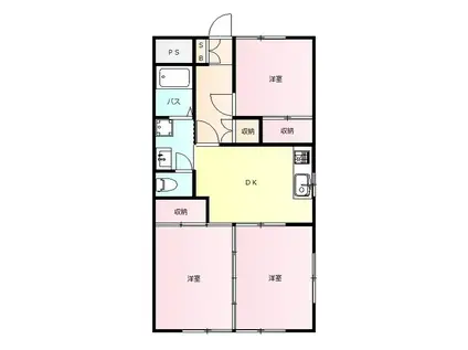 ハイツイナバ(3DK/1階)の間取り写真