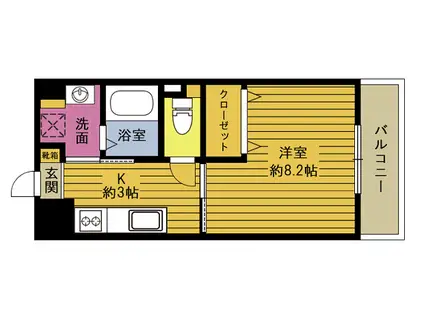 スカイヴィレッジ迫壱番館(1K/1階)の間取り写真