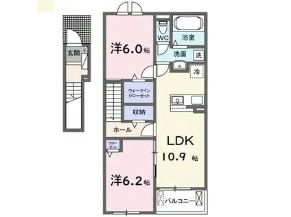 グランシエルII(2LDK/2階)の間取り写真