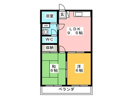 メゾン ツボイ C棟(2DK/1階)の間取り写真