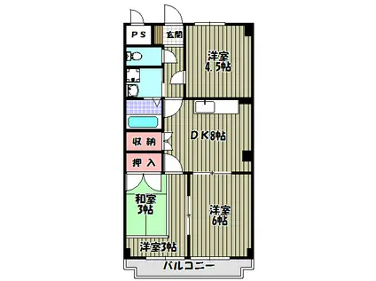 アーネットスタシオン大阪狭山(3LDK/3階)の間取り写真