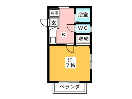 ヴィシニティハウス(1K/2階)の間取り写真