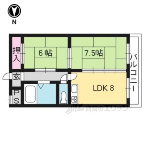 ペアシティ京都(2LDK/1階)の間取り写真
