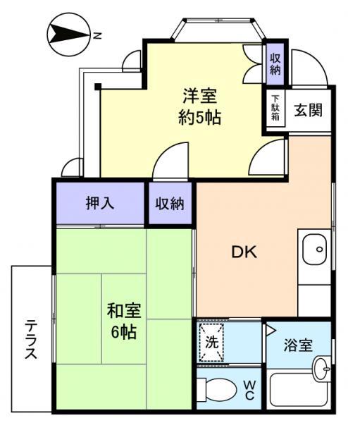 勝田台マリーナハウスI(2DK/1階)の間取り写真