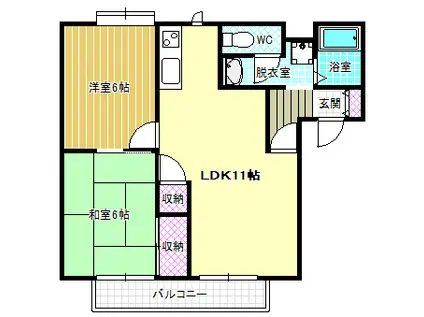 コーポ・ツインチェリーB棟(2LDK/1階)の間取り写真