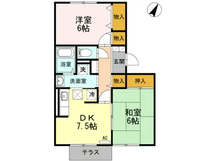 花園ガーデンテラス(2DK/1階)の間取り写真