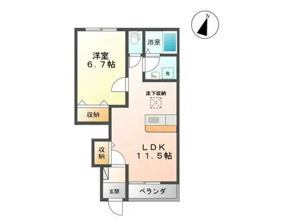 SUNNY SIDES(1LDK/1階)の間取り写真