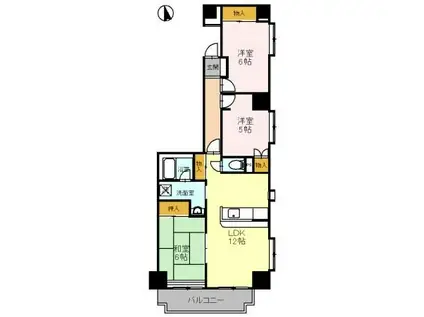 スカイシティー神山(3LDK/2階)の間取り写真