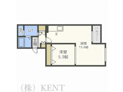 山の手パークハイツ(1LDK/3階)の間取り写真