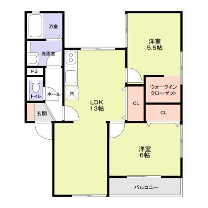 エステートピアコーワ(2LDK/2階)の間取り写真