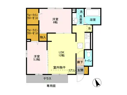 レジデンス III(2LDK/1階)の間取り写真