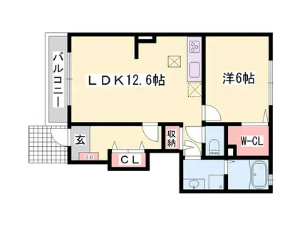 ランボ・イーリス(1LDK/1階)の間取り写真