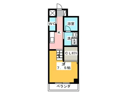 天王町コンフォート(1K/7階)の間取り写真