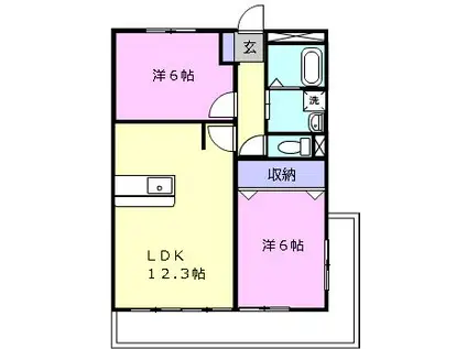 グリーンハイツ2(2LDK/1階)の間取り写真