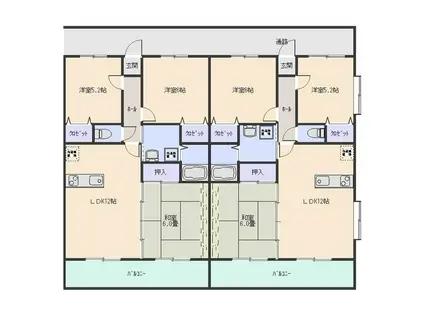 カンパーニュ・タブキ(3LDK/1階)の間取り写真