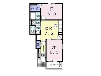 ユニゾンガーデンIII(2DK/1階)の間取り写真
