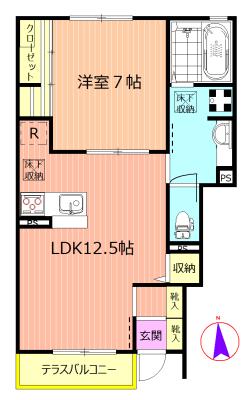 BELLE DEMEURU(1LDK/1階)の間取り写真