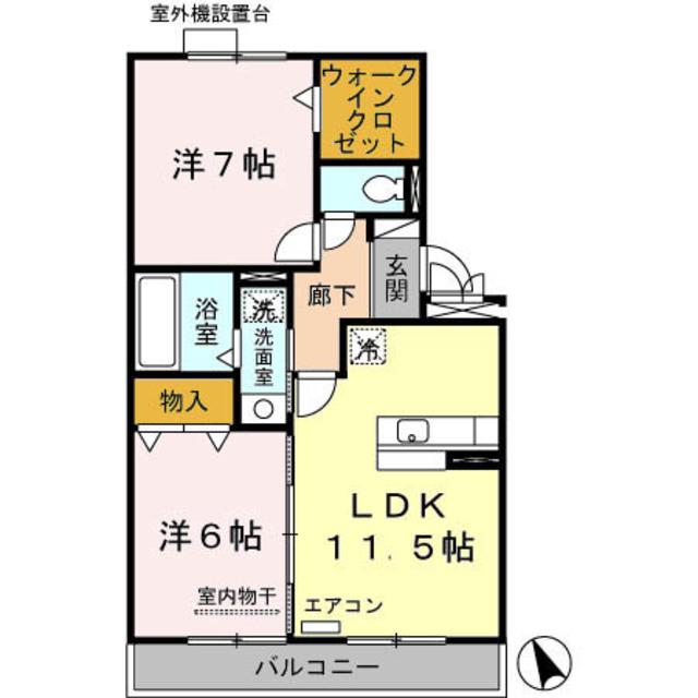 グレイス ヒルズ(2LDK/1階)の間取り写真