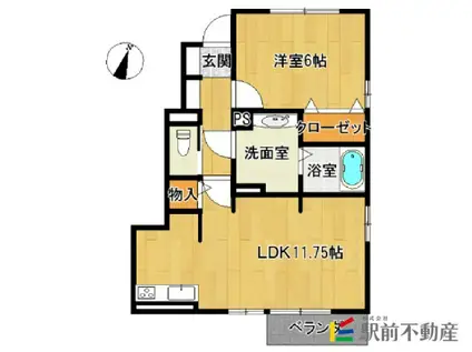 サワディー ファン バーン B(1LDK/1階)の間取り写真