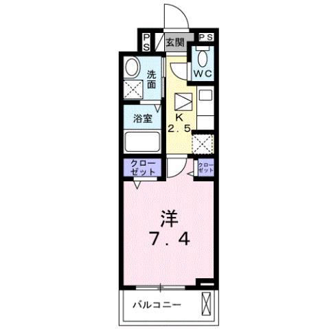 小田急小田原線 秦野駅 徒歩7分 3階建 築4年(1K/1階)の間取り写真