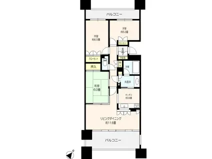 ベイマークスクエアセントラルコート(3LDK/8階)の間取り写真