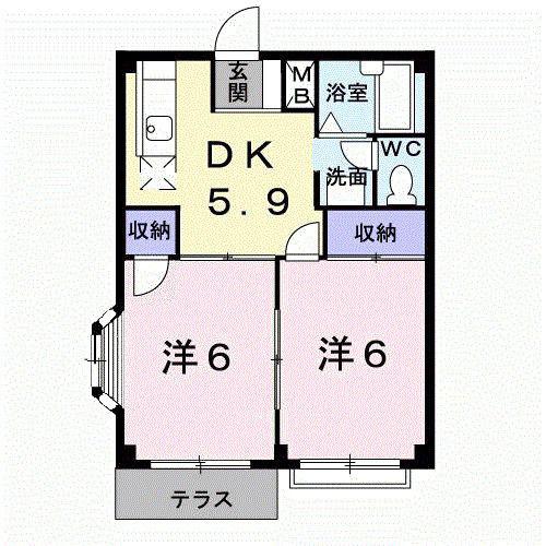 デパートメントアラキ(2DK/1階)の間取り写真