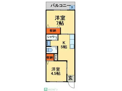 北松戸第2ローヤルコーポ(2K/9階)の間取り写真