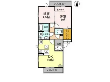 ルポンテC棟(2DK/1階)の間取り写真