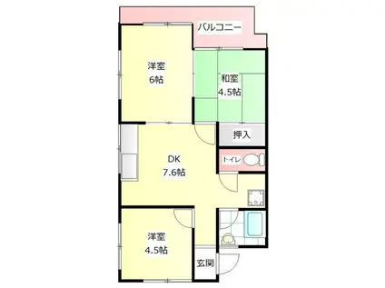 マンション翠館(3DK/2階)の間取り写真