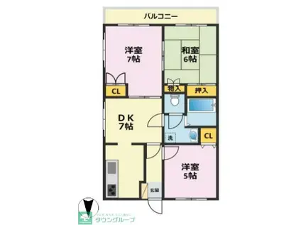 シティーハイツ早稲田(3DK/1階)の間取り写真