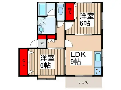 ヒルデスハイム(2LDK/1階)の間取り写真