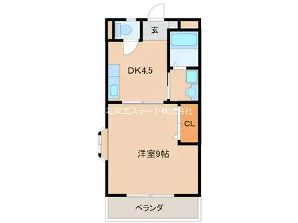 ベルセゾン(1DK/4階)の間取り写真