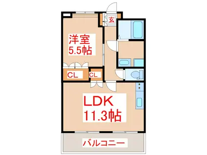 OVAL(1LDK/2階)の間取り写真