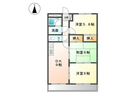 メゾンドボヌール Ⅰ(3DK/2階)の間取り写真