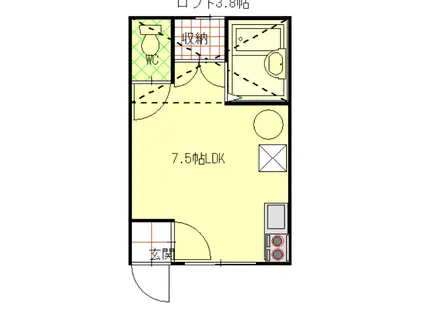 愛どーるI(ワンルーム/2階)の間取り写真