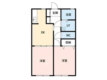 オーキットコートC棟(2DK/2階)の間取り写真