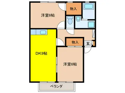 サンビレッジ築捨(2DK/1階)の間取り写真