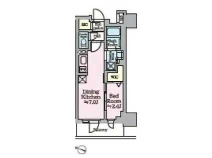 リビオメゾン西麻布(1DK/2階)の間取り写真