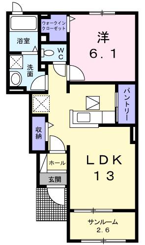 イーストK(1LDK/1階)の間取り写真