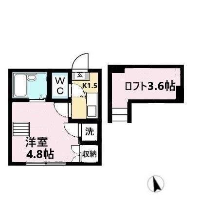 ビューコート小田原(1K/2階)の間取り写真