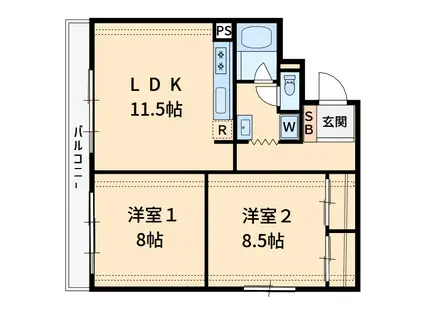 シャンボール洗足池(2LDK/1階)の間取り写真