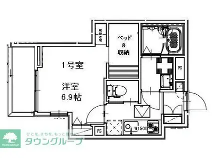 アクシーズ南浦和3丁目(1K/1階)の間取り写真