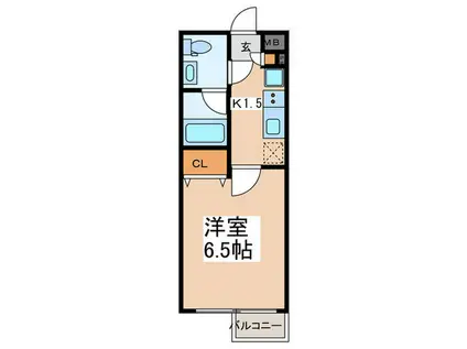 ラフィスタ鷺沼南棟(1K/2階)の間取り写真