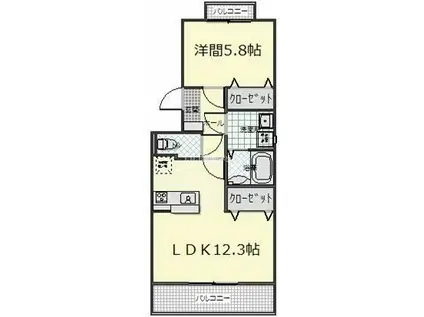 ウィンベル鎧橋II(1LDK/2階)の間取り写真