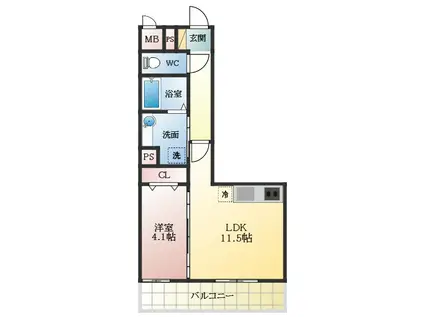 レジデンス喜志(1LDK/1階)の間取り写真