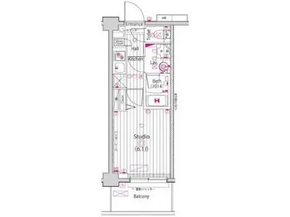ガーラ大井町グランドステージ(1K/1階)の間取り写真