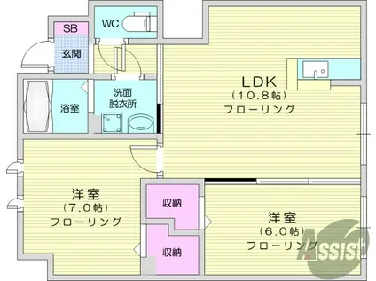 トレジャーYAGIYAMA(2LDK/1階)の間取り写真