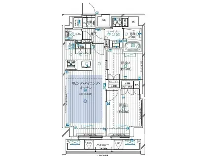 REGALIZ月島BAYSIDE COURT(2LDK/9階)の間取り写真
